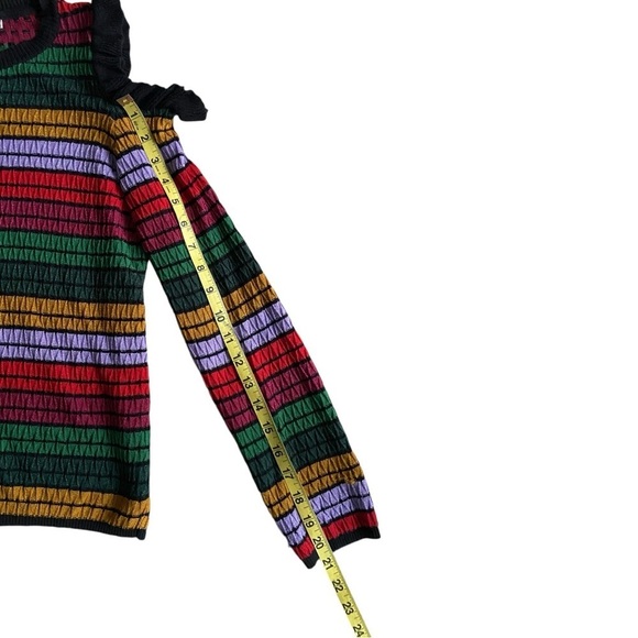 Uterque Knit Striped Open Shoulder Multicolor Sweater Round Neck S Long Sleeve - Picture 4 of 8